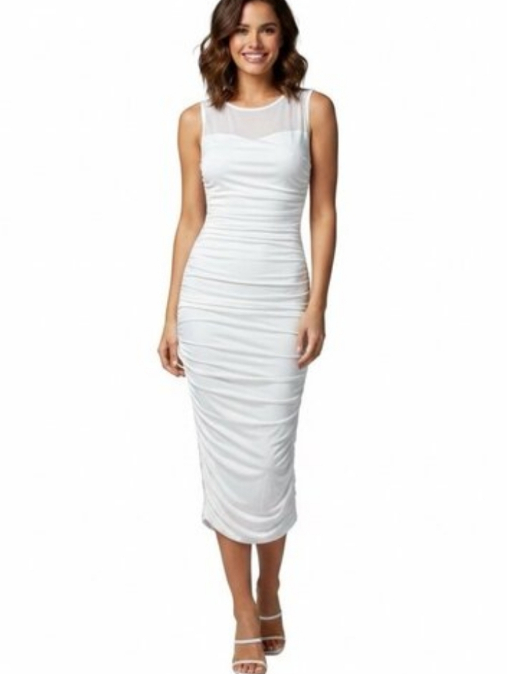 ELEXIAY  White Venus Jersey Midi Dress Size S NWT